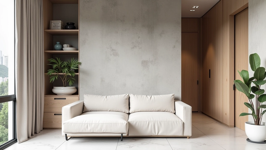 Modern apartment living room with mixed materials